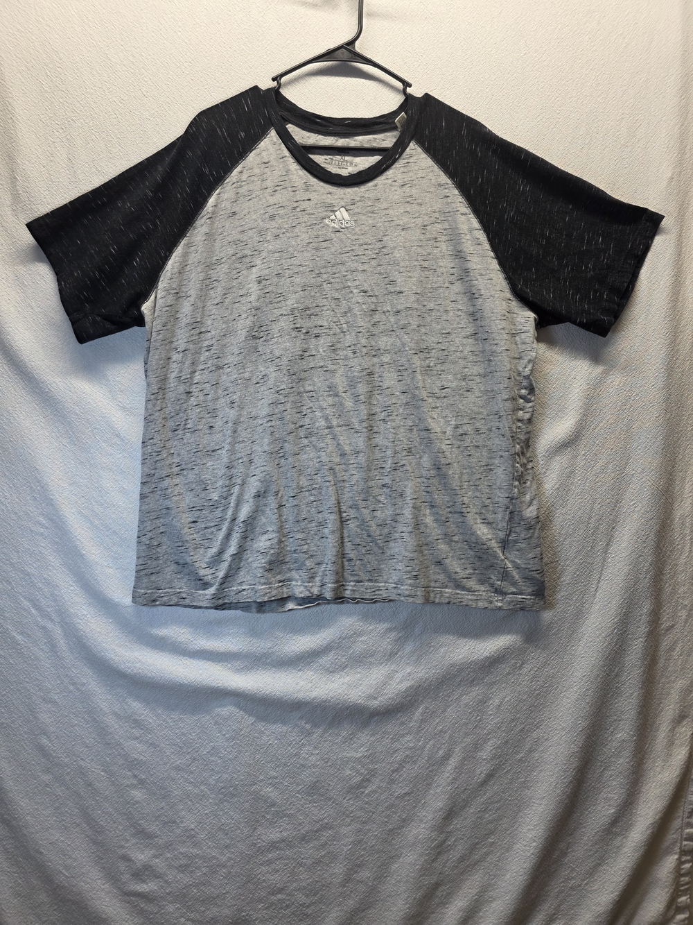 Adidas Men’s Heather Gray Body with Black Raglan Short-Sleeve Tee
